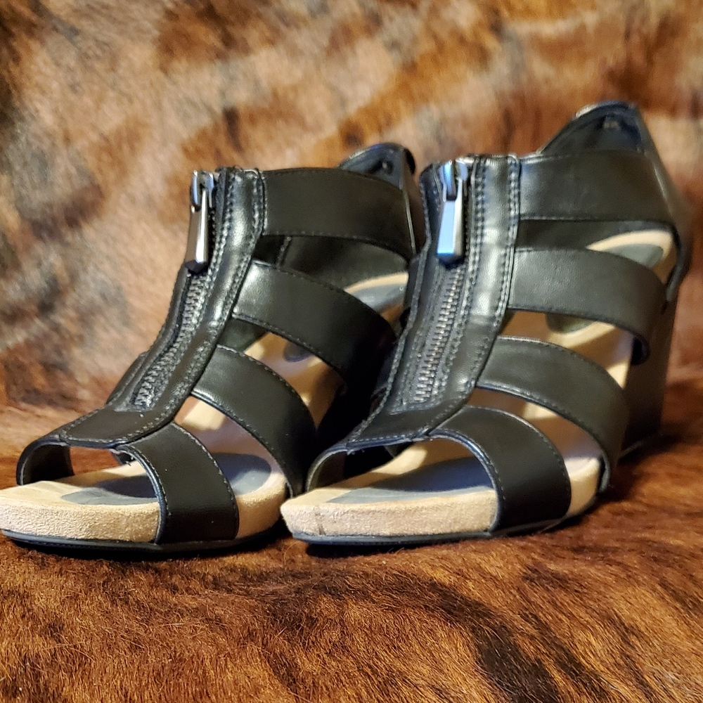 Black Strap Sandal Heels